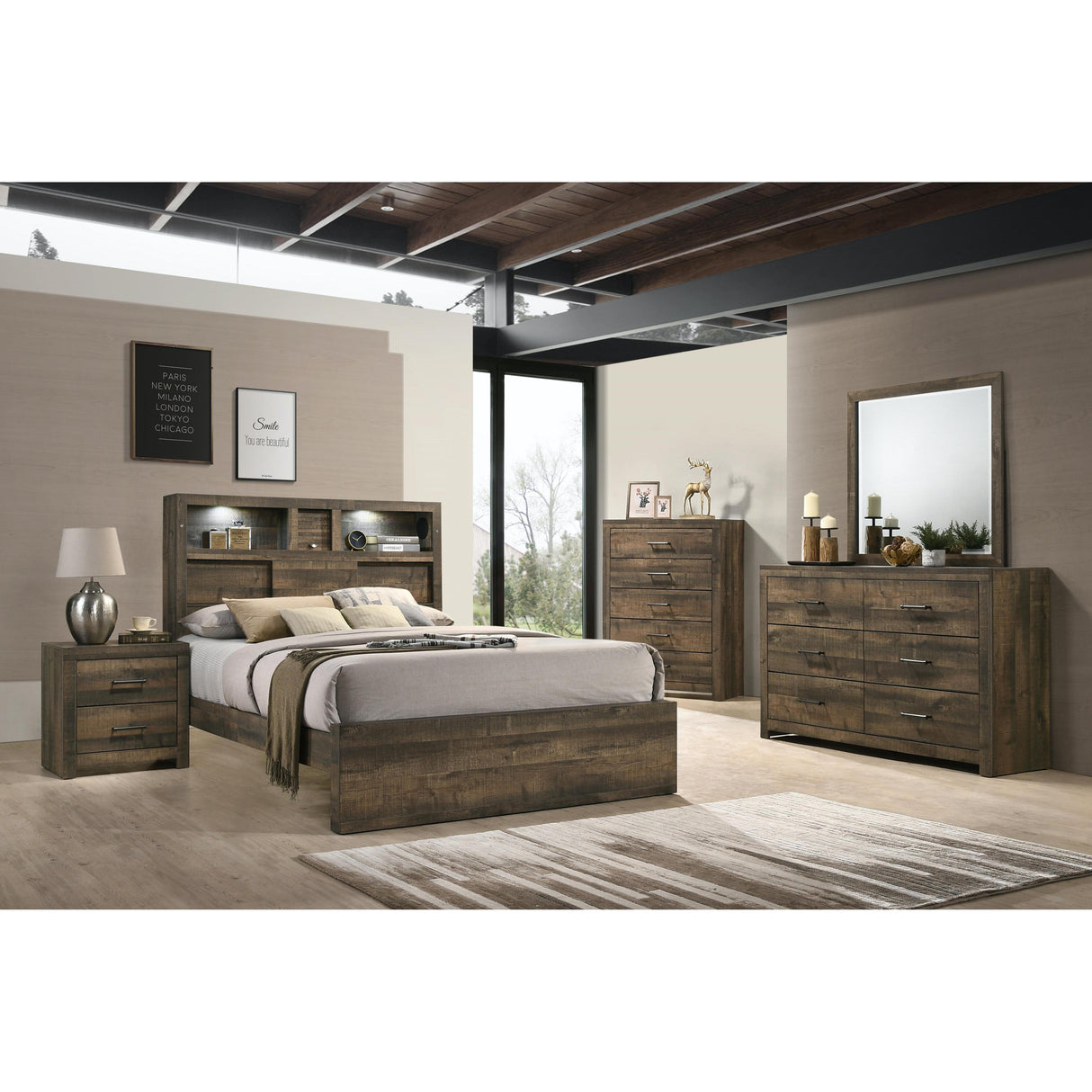  Elements International Bailey BY500 6 pc Queen Bookcase Bedroom Set IMAGE 2