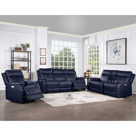  Steve Silver Furniture Valencia VA950 3 pc Power Reclining Living Room Set - Ocean Blue IMAGE 1