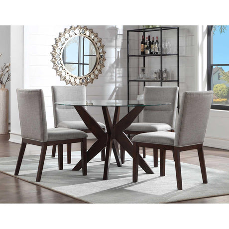  Steve Silver Furniture Amalie 5 pc Dining Set - Camel/Walnut IMAGE 1