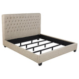 Chloe Tufted Upholstered Eastern King Bed Oatmeal