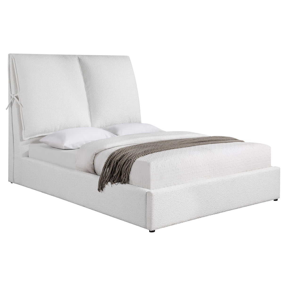 Gwendoline Upholstered Platform Bed With Pillow Headboard White