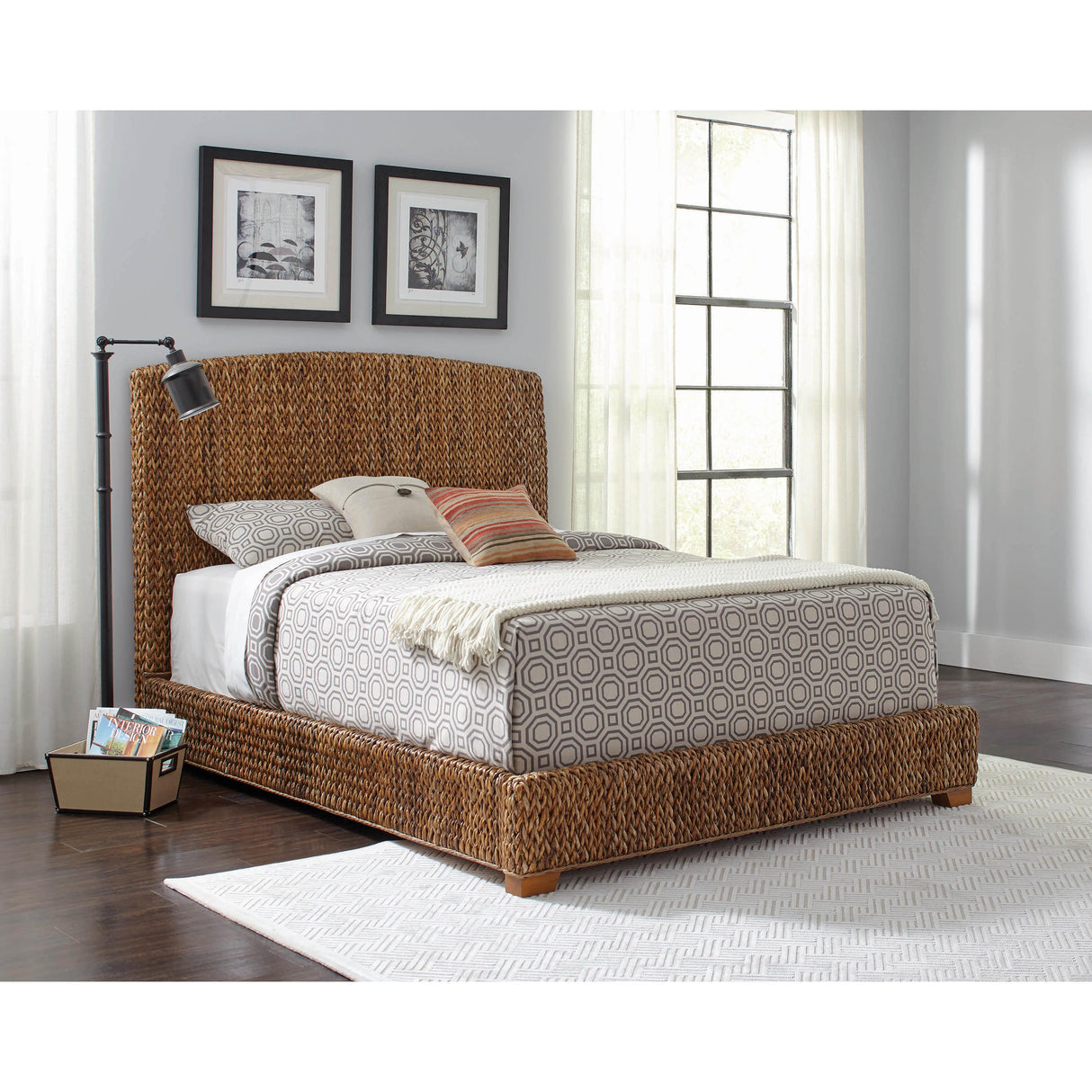  Coaster Furniture Laughton 300501KE Banana Leaf Eastern King Panel Bed - Amber IMAGE 2