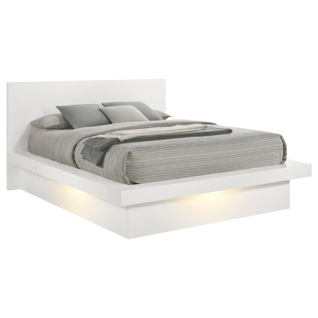  Coaster Furniture Jessica 202990KE Wood Eastern King LED Panel Bed - Snow White IMAGE 2