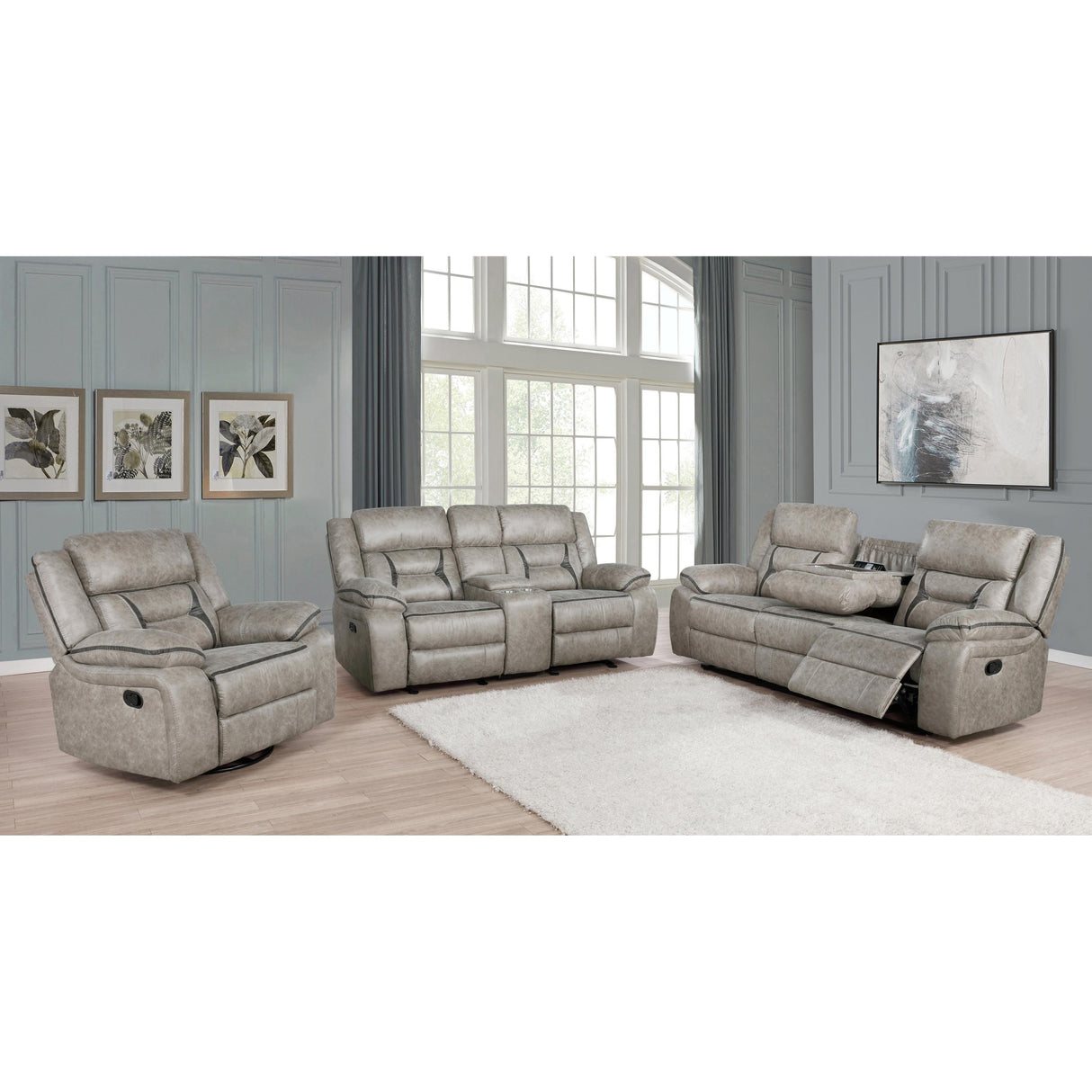  Coaster Furniture Greer 651351-S3 3 pc Reclining Living Room Set IMAGE 2