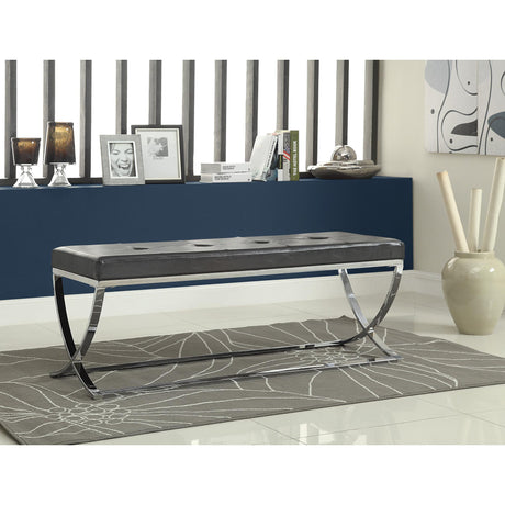  Coaster Furniture Walton 501156 Leatherette Upholstered Tufted Accent Bench - Black IMAGE 2