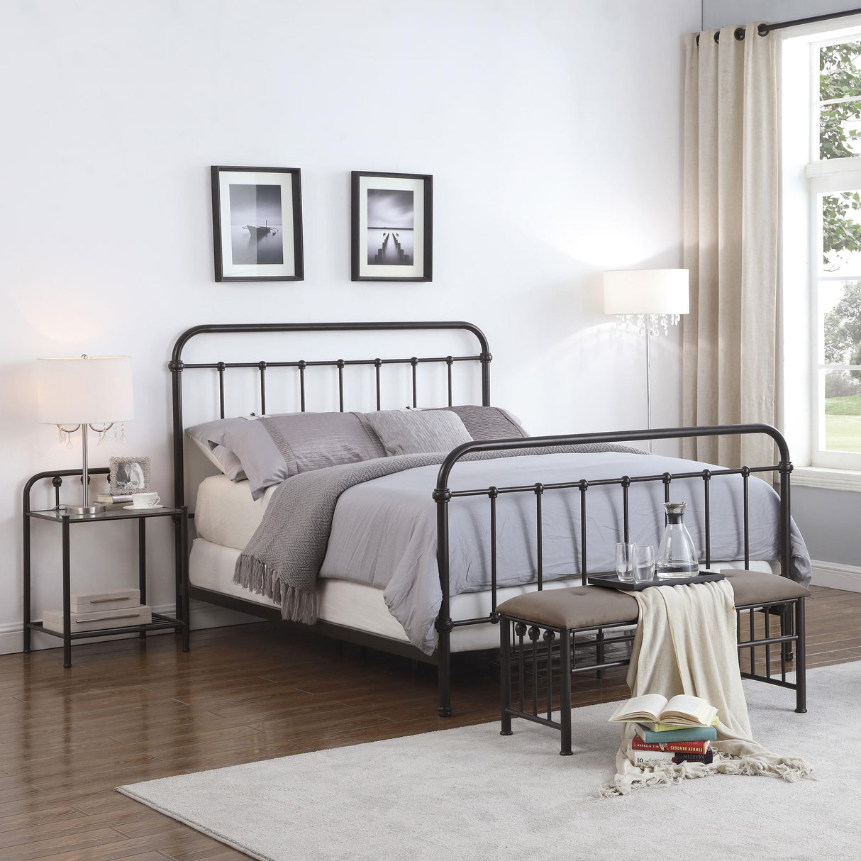  Coaster Furniture Livingston 300399KE Metal Eastern King Open Frame Bed - Dark Bronze IMAGE 9