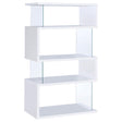  Coaster Furniture Emelle 800300 63-inch 4-shelf Glass Panel Bookshelf - White IMAGE 1