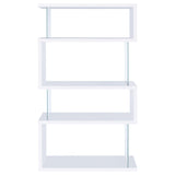  Coaster Furniture Emelle 800300 63-inch 4-shelf Glass Panel Bookshelf - White IMAGE 2