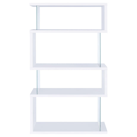  Coaster Furniture Emelle 800300 63-inch 4-shelf Glass Panel Bookshelf - White IMAGE 2