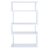  Coaster Furniture Emelle 800300 63-inch 4-shelf Glass Panel Bookshelf - White IMAGE 5