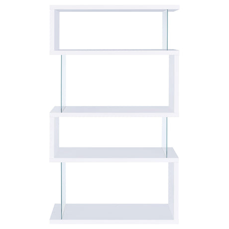  Coaster Furniture Emelle 800300 63-inch 4-shelf Glass Panel Bookshelf - White IMAGE 5