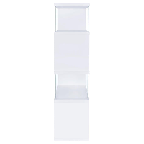  Coaster Furniture Emelle 800300 63-inch 4-shelf Glass Panel Bookshelf - White IMAGE 6