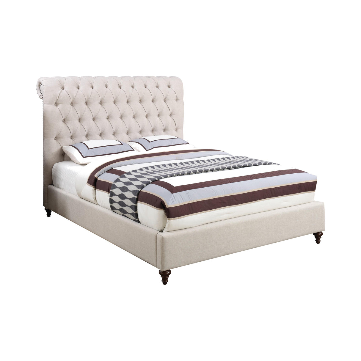  Coaster Furniture Devon 300525Q 57-inch Upholstered Queen Panel Bed - Beige IMAGE 1