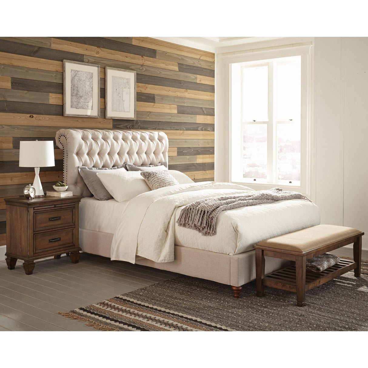  Coaster Furniture Devon 300525Q 57-inch Upholstered Queen Panel Bed - Beige IMAGE 4