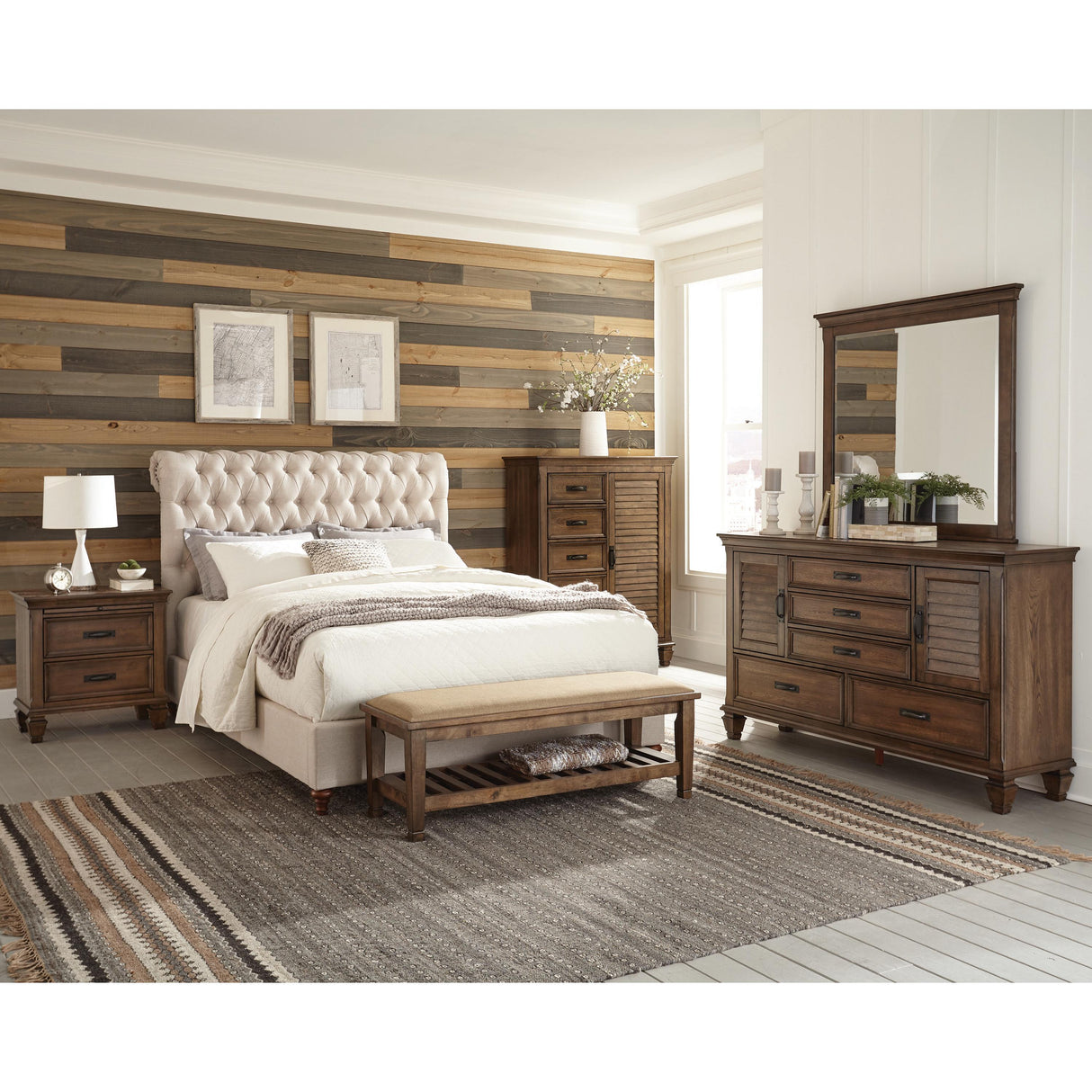  Coaster Furniture Devon 300525Q 57-inch Upholstered Queen Panel Bed - Beige IMAGE 5