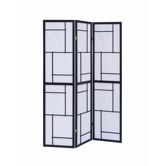  Coaster Furniture Damis 900102 3-Panel Room Divider Folding Shoji Screen - Black IMAGE 1