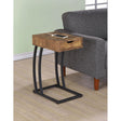  Coaster Furniture Troy 900577 1-Drawer C-Shaped Side Table Power Outlet - Rustic Nutmeg IMAGE 1