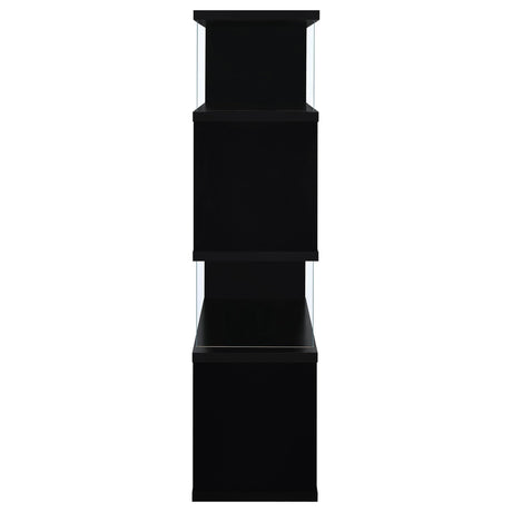  Coaster Furniture Emelle 800340 63-inch 4-shelf Glass Panel Bookshelf - Black IMAGE 3