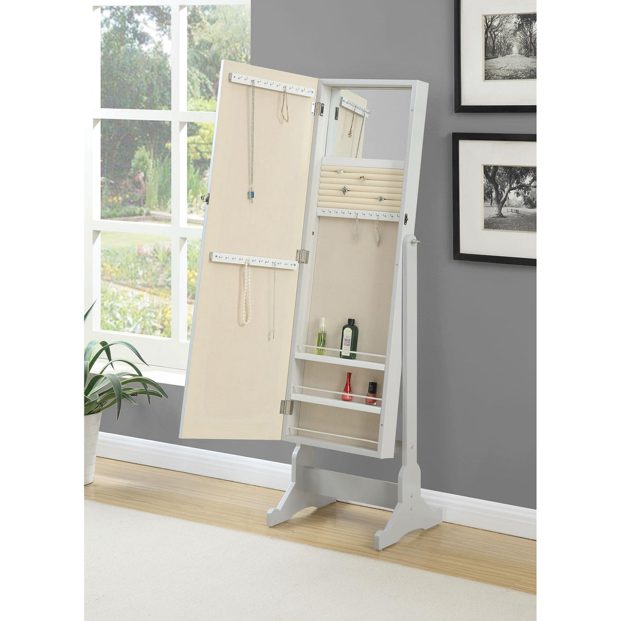  Coaster Furniture Yvonne 901866 Cheval Mirror with Jewelry Storage - Dove Grey IMAGE 4