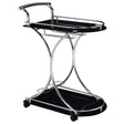  Coaster Furniture Elfman 910001 2-tier Glass Shelf Metal Bar Cart - Black and Chrome IMAGE 1