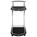  Coaster Furniture Elfman 910001 2-tier Glass Shelf Metal Bar Cart - Black and Chrome IMAGE 2