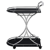  Coaster Furniture Elfman 910001 2-tier Glass Shelf Metal Bar Cart - Black and Chrome IMAGE 4