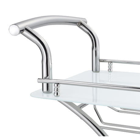  Coaster Furniture Elfman 910002 2-tier Glass Shelf Metal Bar Cart - White and Chrome IMAGE 10