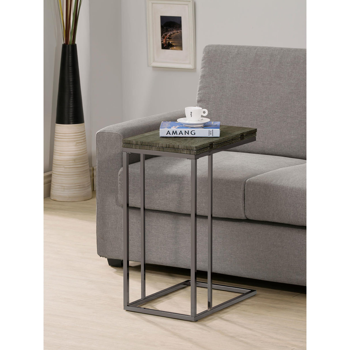  Coaster Furniture Pedro 902864 Expandable C-Shaped Sofa Side Table - Weathered Grey IMAGE 11