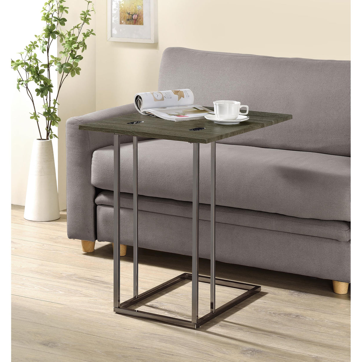  Coaster Furniture Pedro 902864 Expandable C-Shaped Sofa Side Table - Weathered Grey IMAGE 12