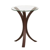  Coaster Furniture Edgar 902867 Round Glass Top Accent Side Table - Cappuccino IMAGE 1