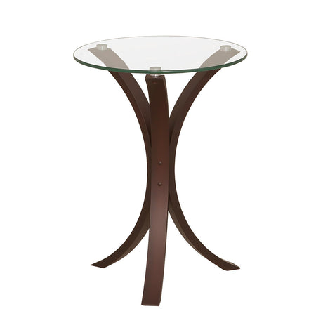  Coaster Furniture Edgar 902867 Round Glass Top Accent Side Table - Cappuccino IMAGE 1