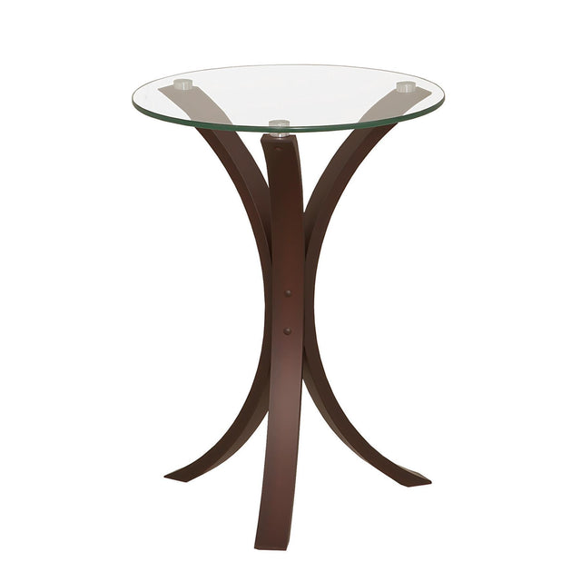  Coaster Furniture Edgar 902867 Round Glass Top Accent Side Table - Cappuccino IMAGE 1