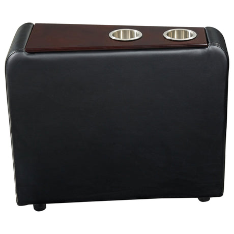  Coaster Furniture Toohey 600182 Upholstered Home Theater Storage Wedge Console - Black IMAGE 2