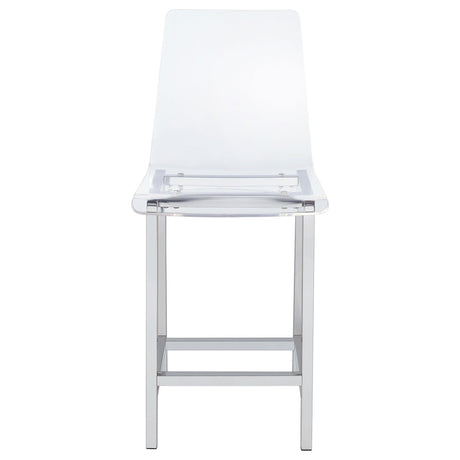  Coaster Furniture Juelia 100265 Clear Acrylic Counter Chair - Chrome (Set of 2) IMAGE 2