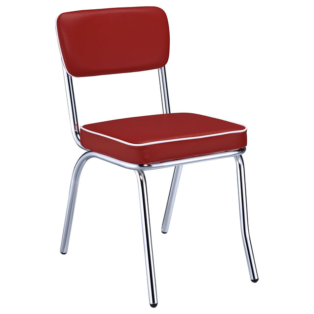  Coaster Furniture Retro 2450R Upholstered Dining Side Chair - Red (Set of 2) IMAGE 1