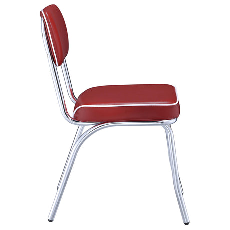  Coaster Furniture Retro 2450R Upholstered Dining Side Chair - Red (Set of 2) IMAGE 8