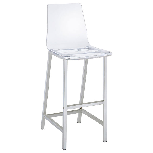  Coaster Furniture Juelia 100295 Clear Acrylic Bar Chair - Chrome (Set of 2) IMAGE 1