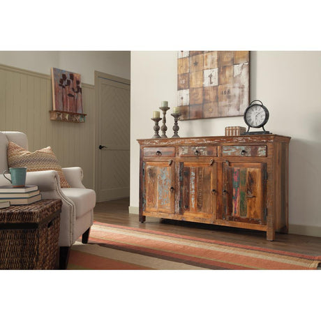  Coaster Furniture Harper 950367 3-door Solid Reclaimed Wood Accent Cabinet - Brown IMAGE 6