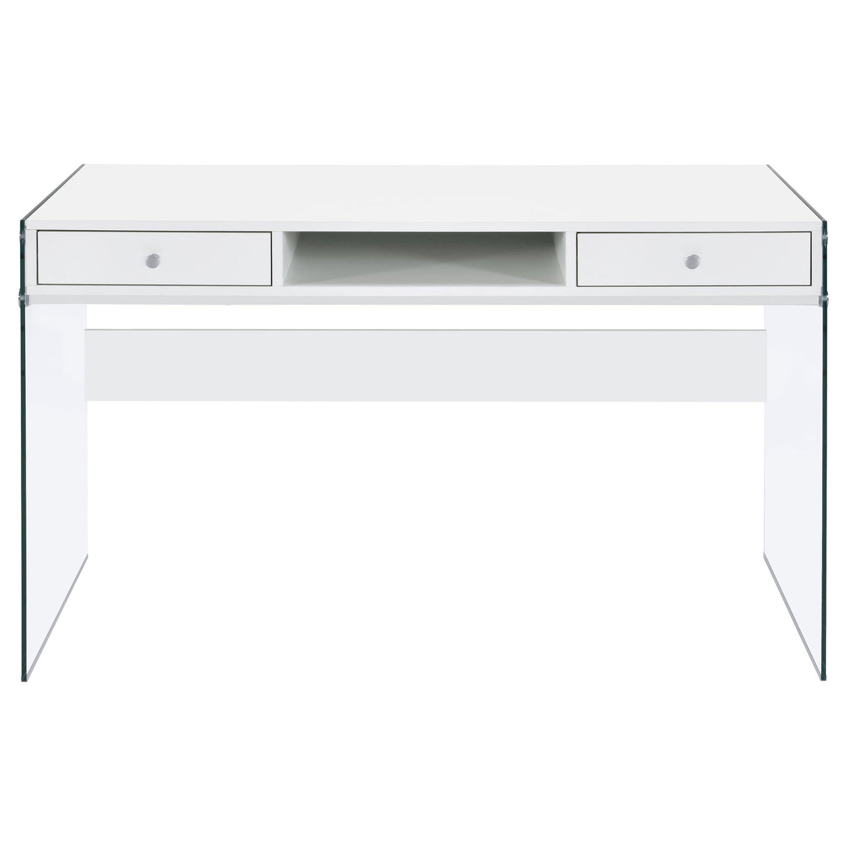  Coaster Furniture Dobrev 800829 48-inch 2-Drawer Writing Desk - White High Gloss IMAGE 3