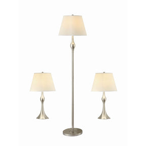  Coaster Furniture Griffin 901235 3-piece Floor and Table Lamp Set - Brushed Nickel IMAGE 1