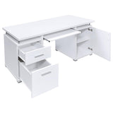  Coaster Furniture Tracy 800108 55-inch 2-Drawer Office Computer Desk - White IMAGE 2