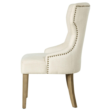  Coaster Furniture Baney 104507 Tufted Upholstered Dining Chair - Beige and Rustic Grey IMAGE 4