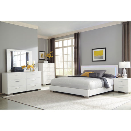  Coaster Furniture Felicity 203500Q Wood Queen LED Panel Bed - White High Gloss IMAGE 6