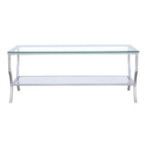  Coaster Furniture Saide 720338 Rectangular Glass Top Coffee Table - Chrome IMAGE 2