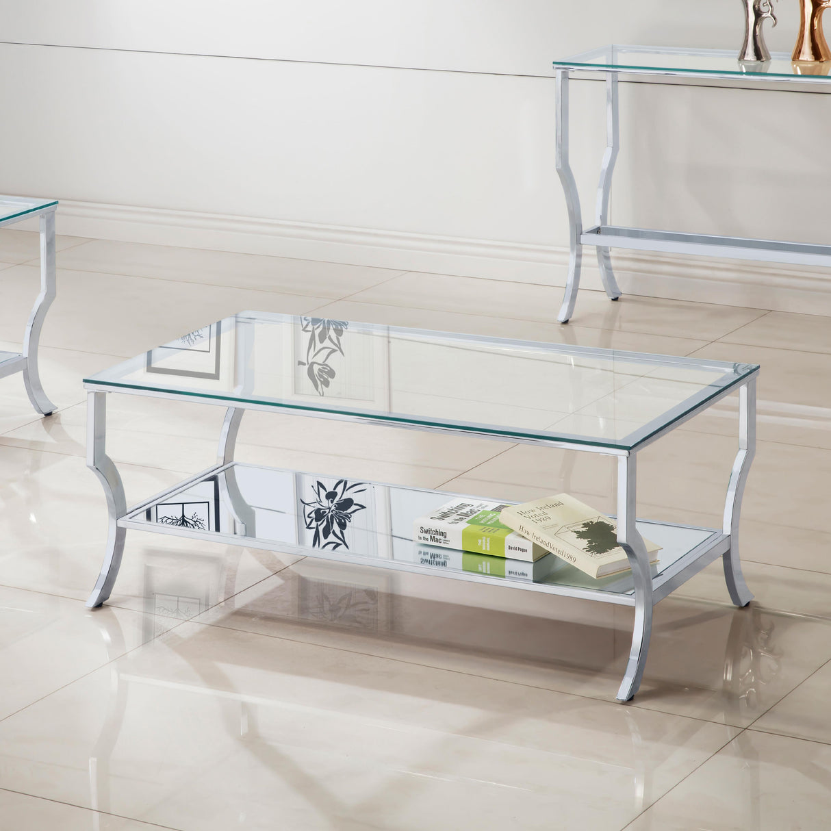  Coaster Furniture Saide 720338 Rectangular Glass Top Coffee Table - Chrome IMAGE 5
