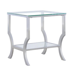  Coaster Furniture Saide 720337 Square Glass Top Side End Table - Chrome IMAGE 1