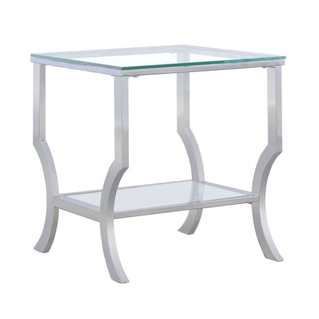  Coaster Furniture Saide 720337 Square Glass Top Side End Table - Chrome IMAGE 1