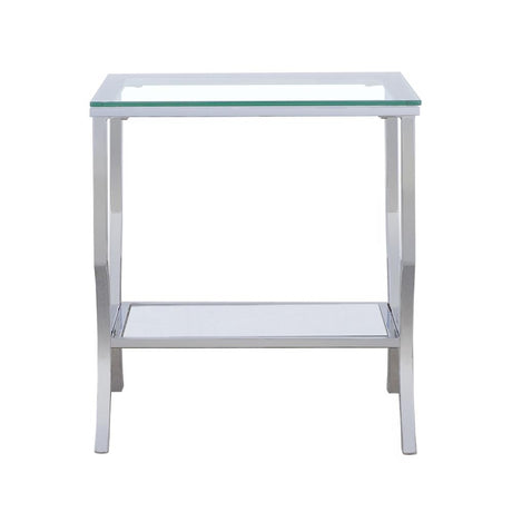 Coaster Furniture Saide 720337 Square Glass Top Side End Table - Chrome IMAGE 2