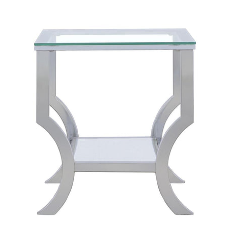  Coaster Furniture Saide 720337 Square Glass Top Side End Table - Chrome IMAGE 4