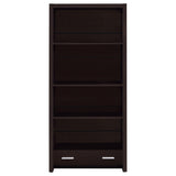  Coaster Furniture Skylar 800905 71-inch 5-shelf Bookcase with Drawer - Cappuccino IMAGE 3